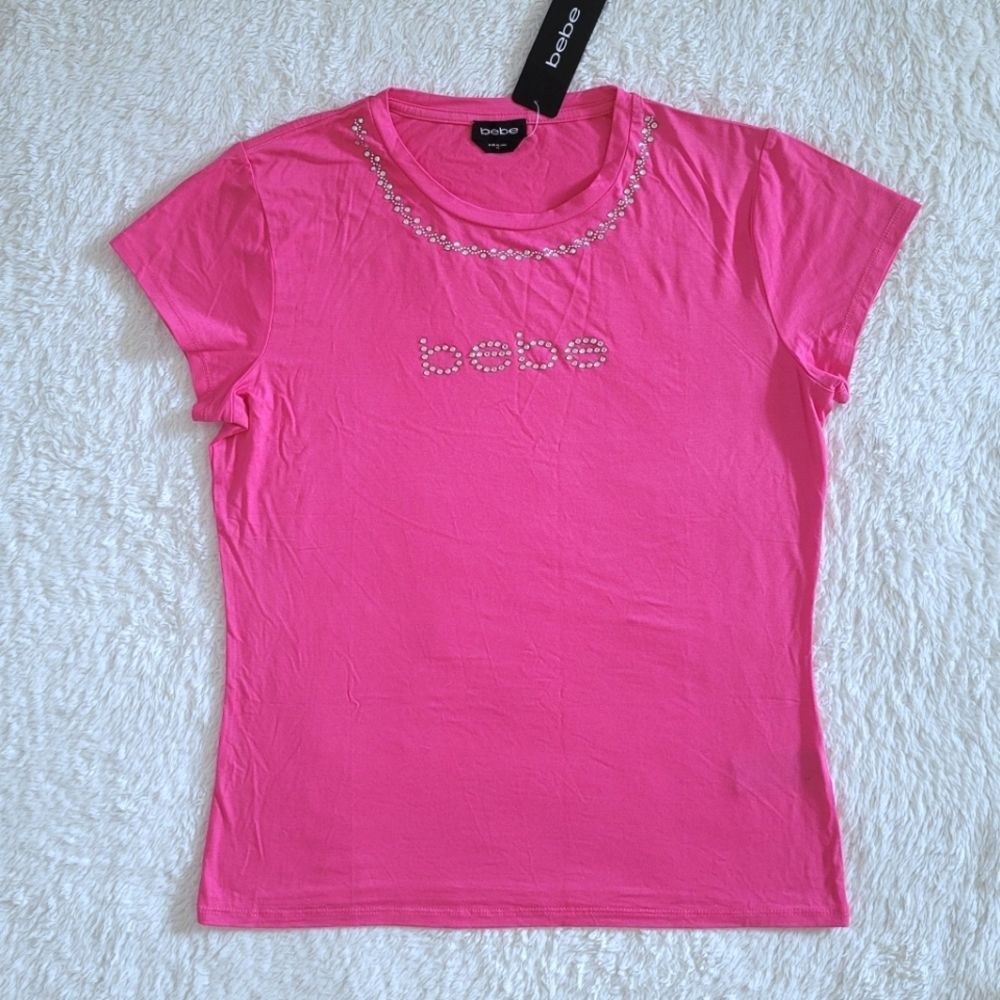 bebe Hot🔥 Pink🩷 With Clear Rhinestones💎 Top - NWT